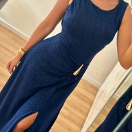 Vestido gota e racha - azul