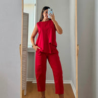 Conjunto assimétrico vermelho