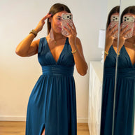 Vestido Fluido azul petróleo