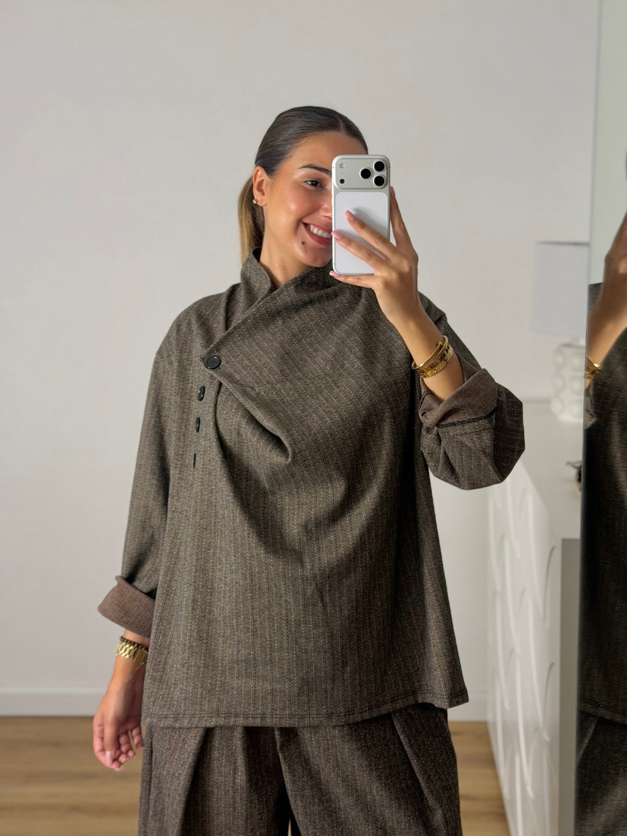 Conjunto tecido tipo denim TAUPE