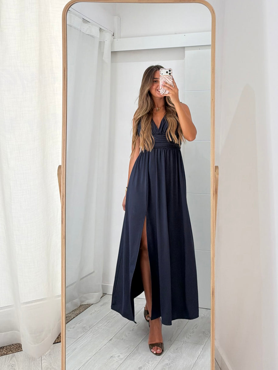 Vestido Fluido azul marinho