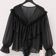 Blusa preta folhos