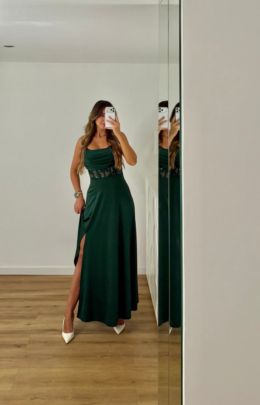Vestido Elegance estilo corpete - verde escuro