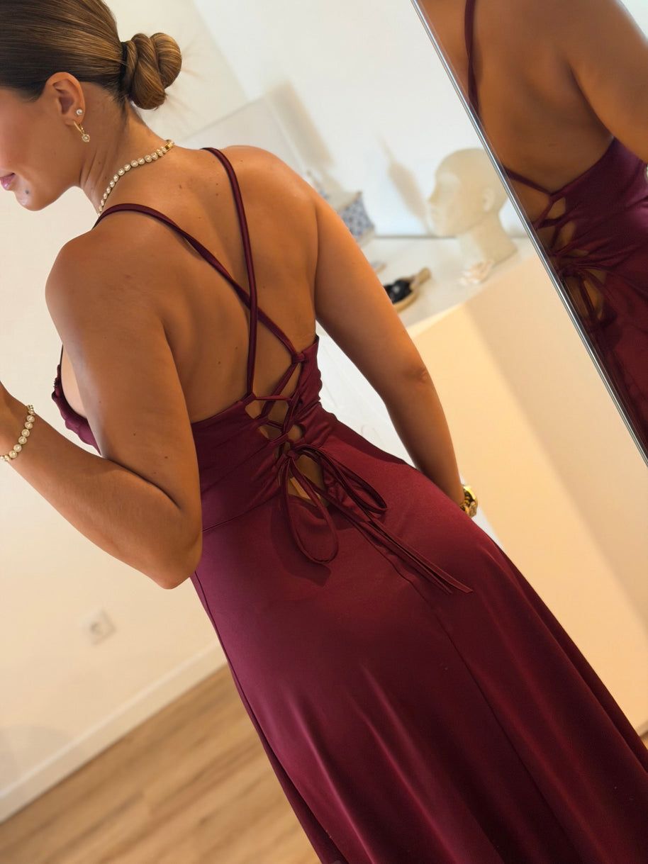 Vestido Elegance estilo corpete - bordô