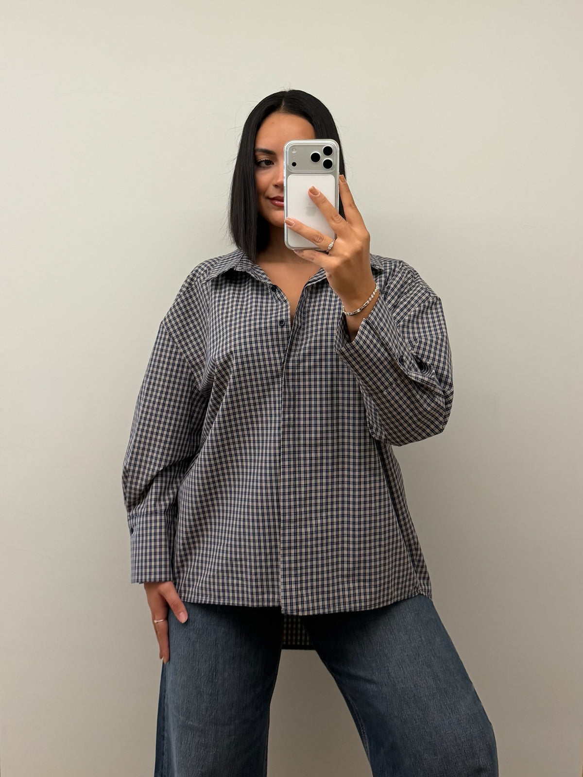 Camisola | Camisa xadrez - tons azuis
