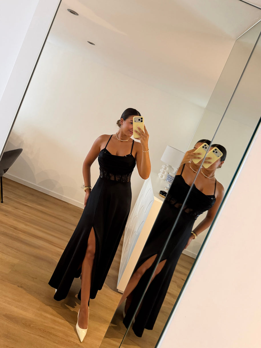 Vestido Elegance estilo corpete - preto