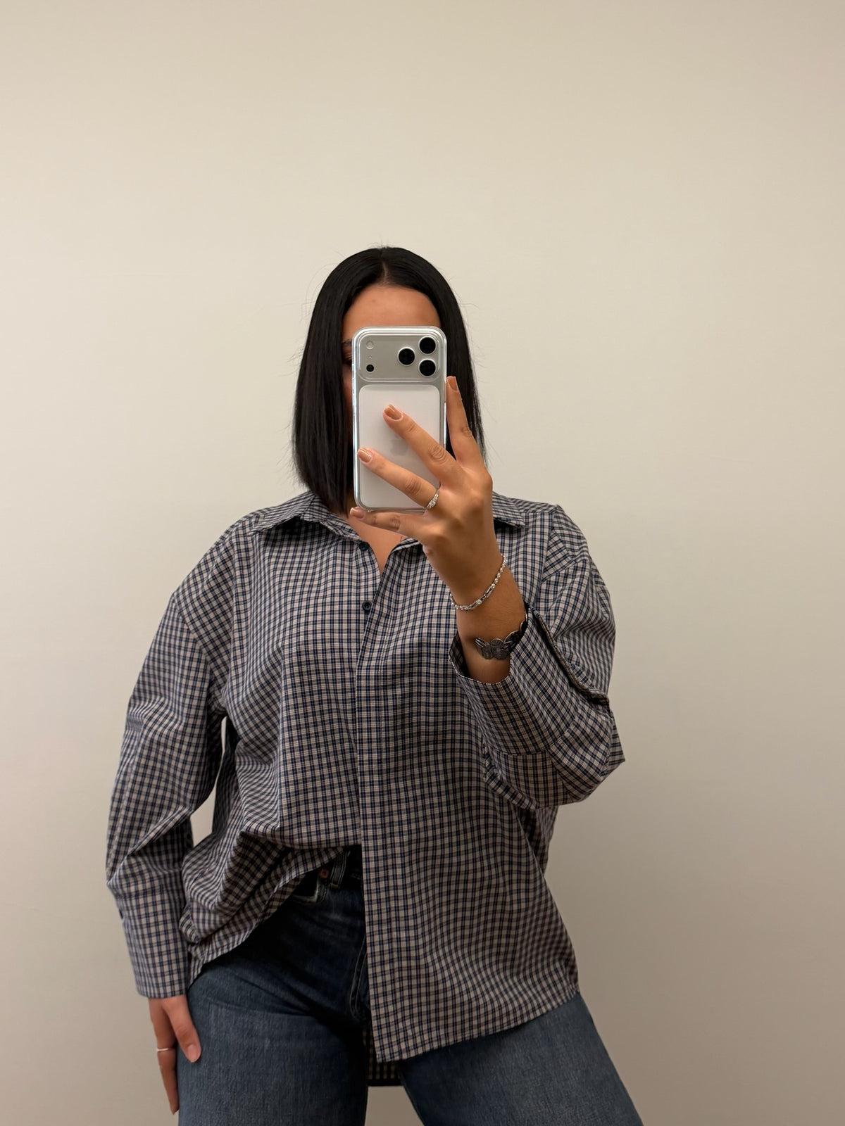 Camisola | Camisa xadrez - tons azuis