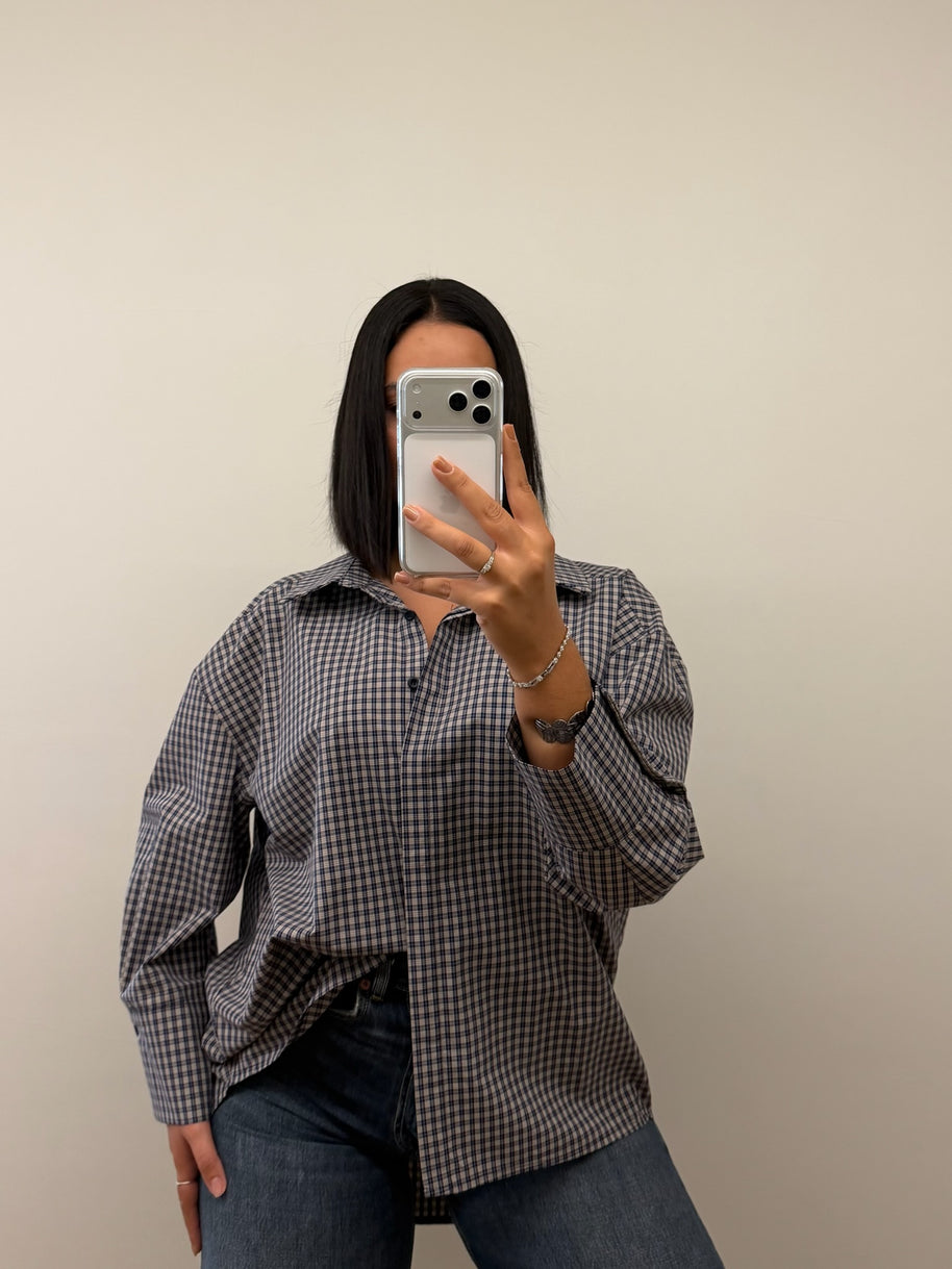 Camisola | Camisa xadrez - tons azuis
