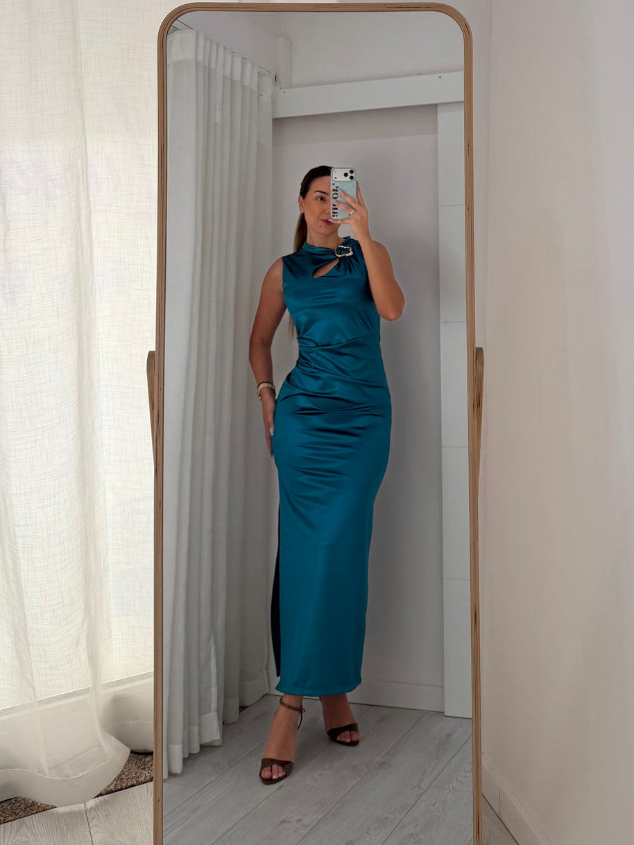 Vestido azul petróleo