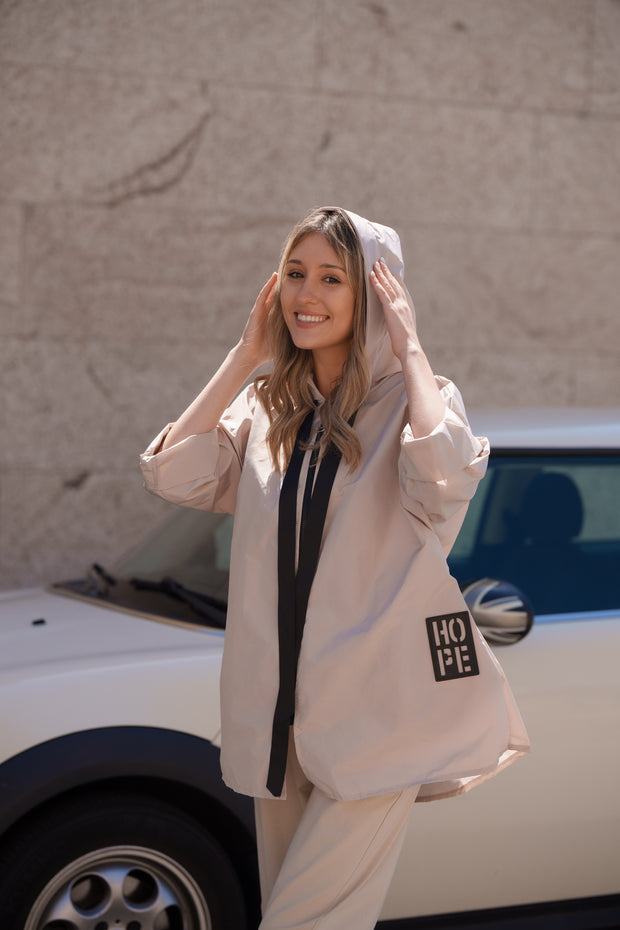 Hope Short Parka with Pockets, Pearl Beige