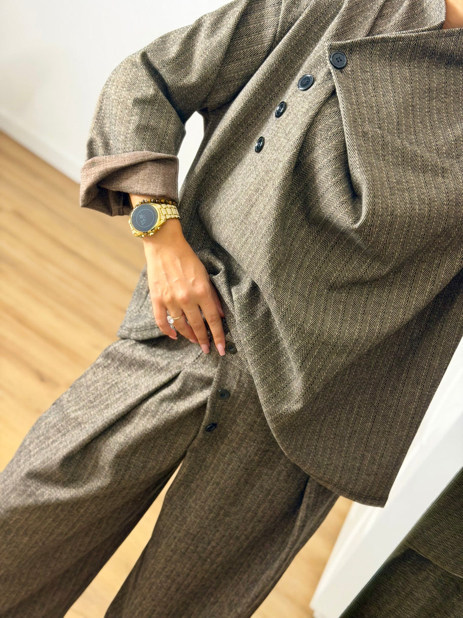 Conjunto tecido tipo denim TAUPE