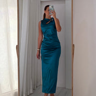Vestido azul petróleo