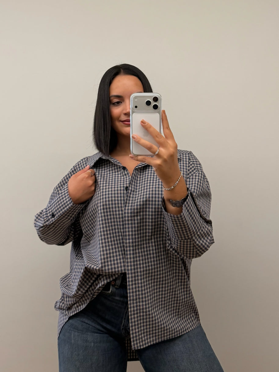 Camisola | Camisa xadrez - tons azuis