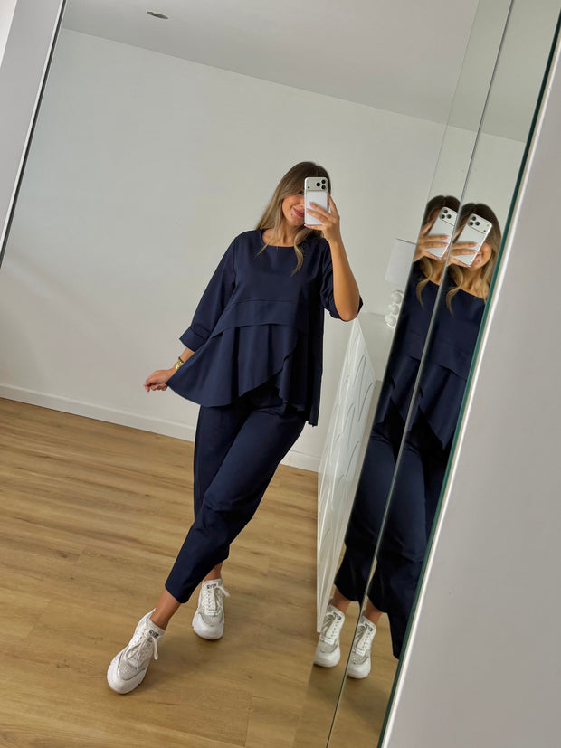 Conjunto pétala com calça BEST SELLER - azul marinho
