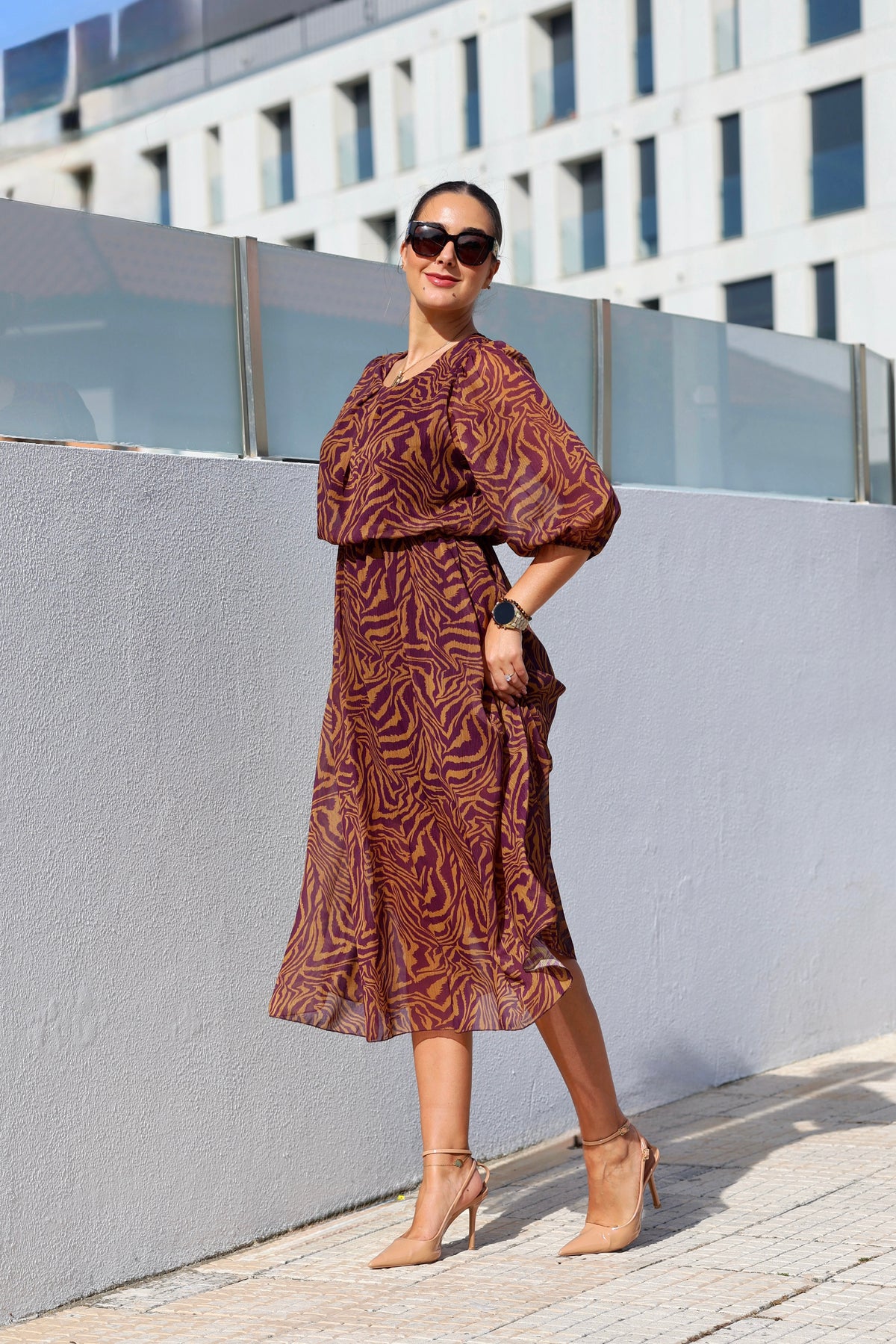 Vestido tipo zebra - lilás