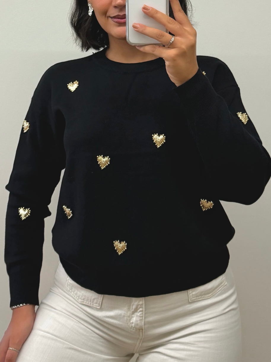 Camisola corações dourados