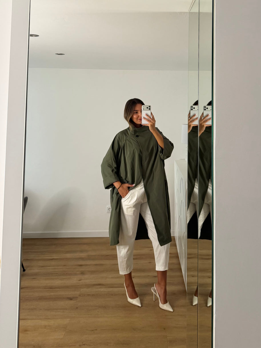 Casaco | gabardine Bloom verde kaki