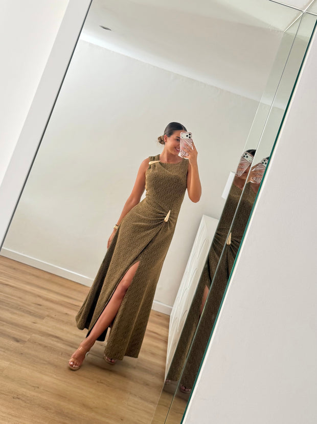 Vestido gota e racha - dourado