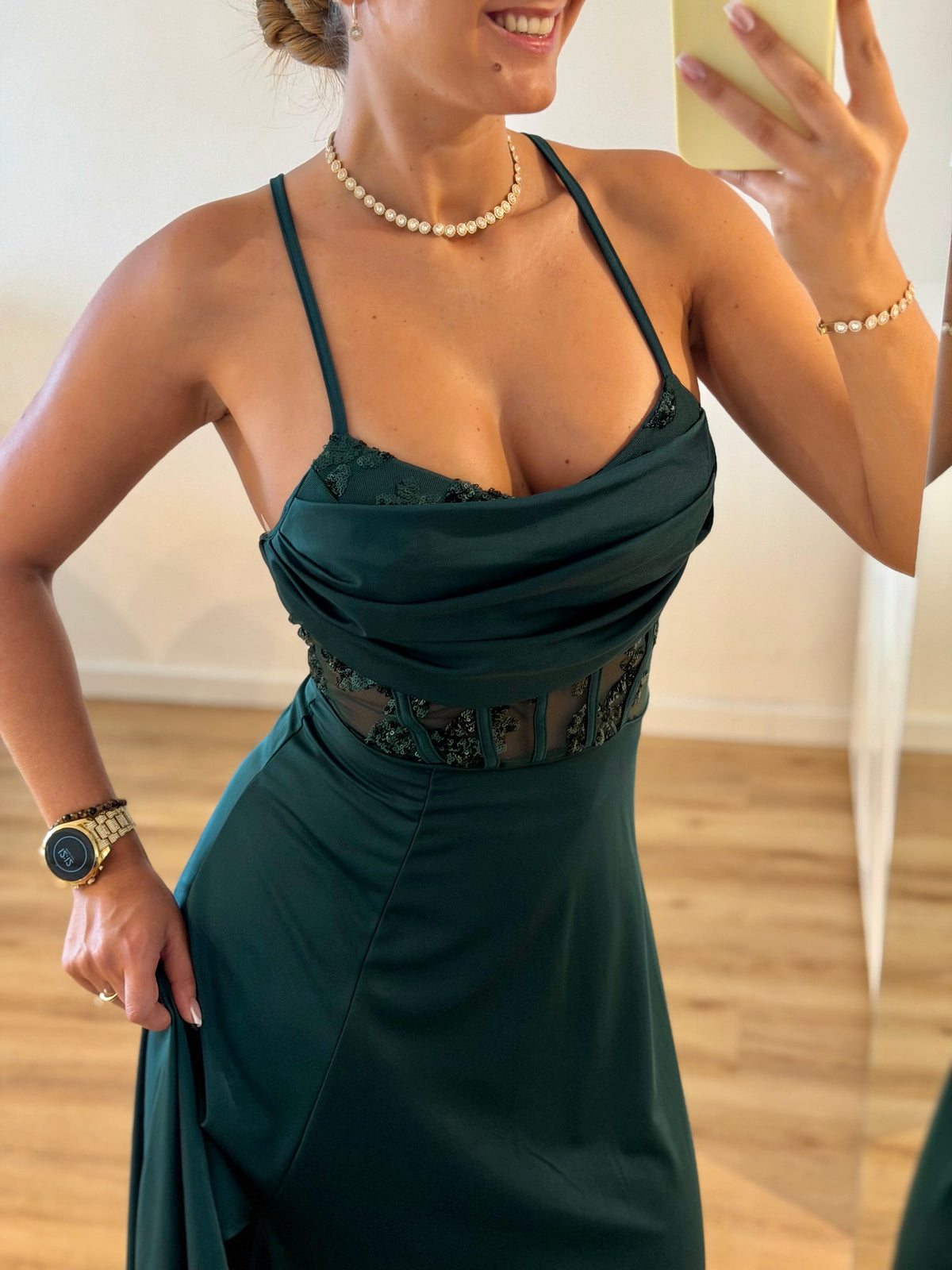 Vestido Elegance estilo corpete - verde