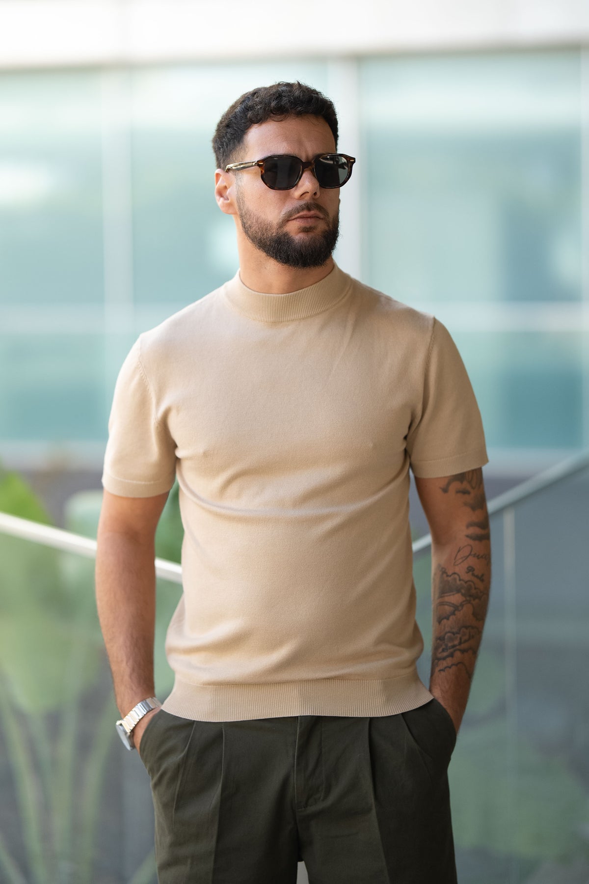 Homem | Camisola manga curta malha creme