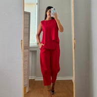 Conjunto assimétrico vermelho