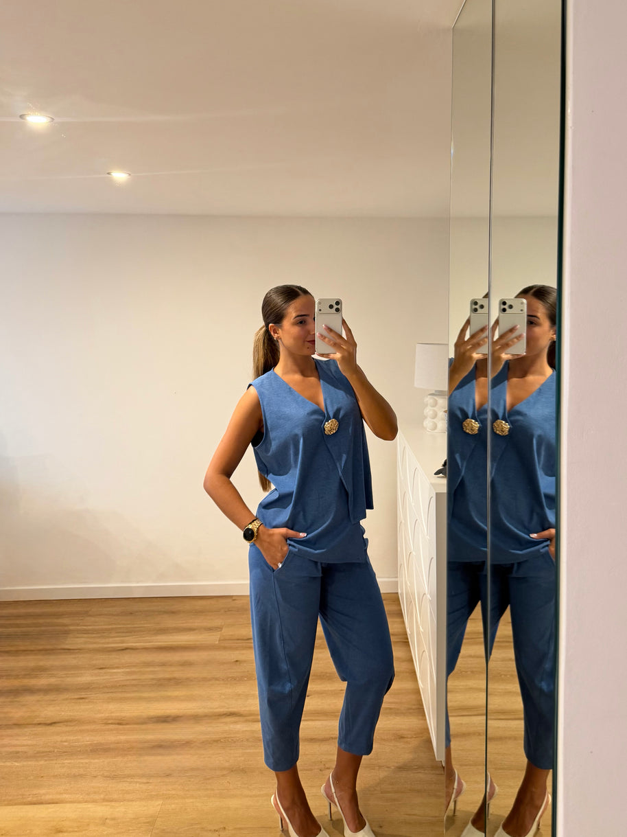 Conjunto Assimétrico azul denim