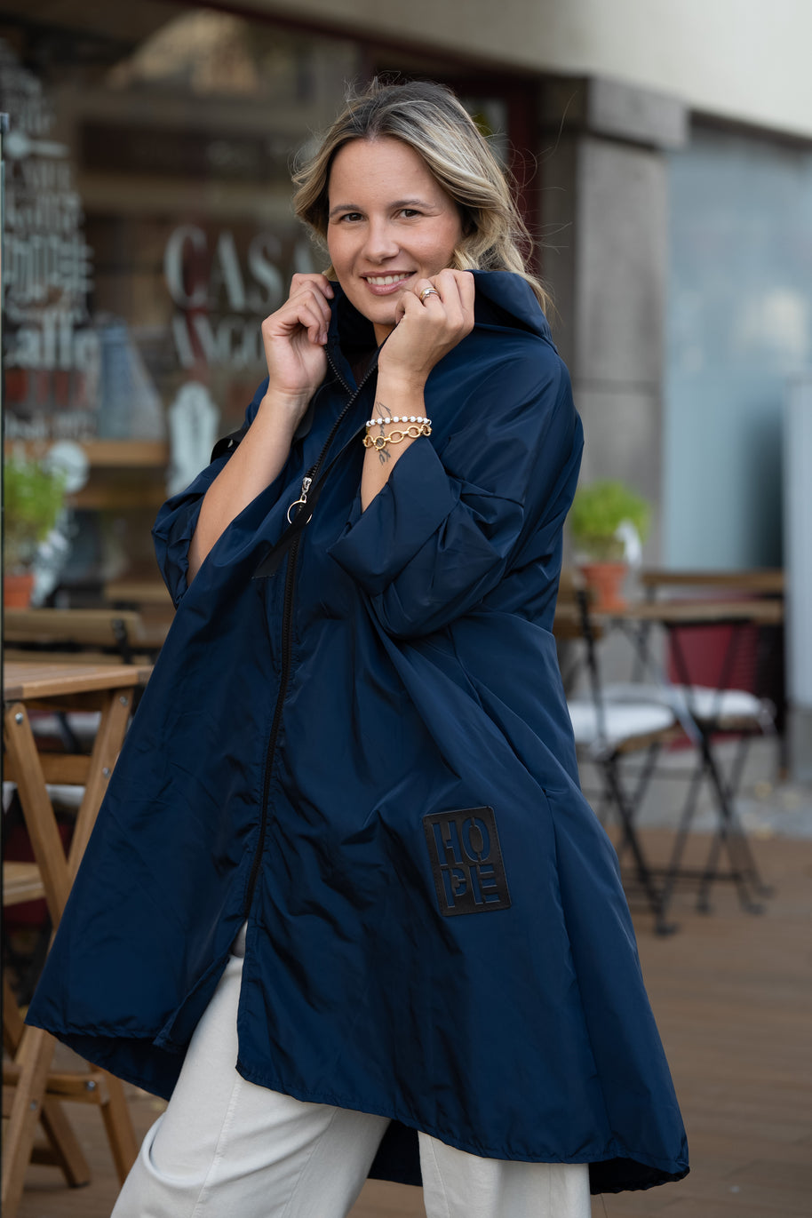Parka Comprida azul marinho
