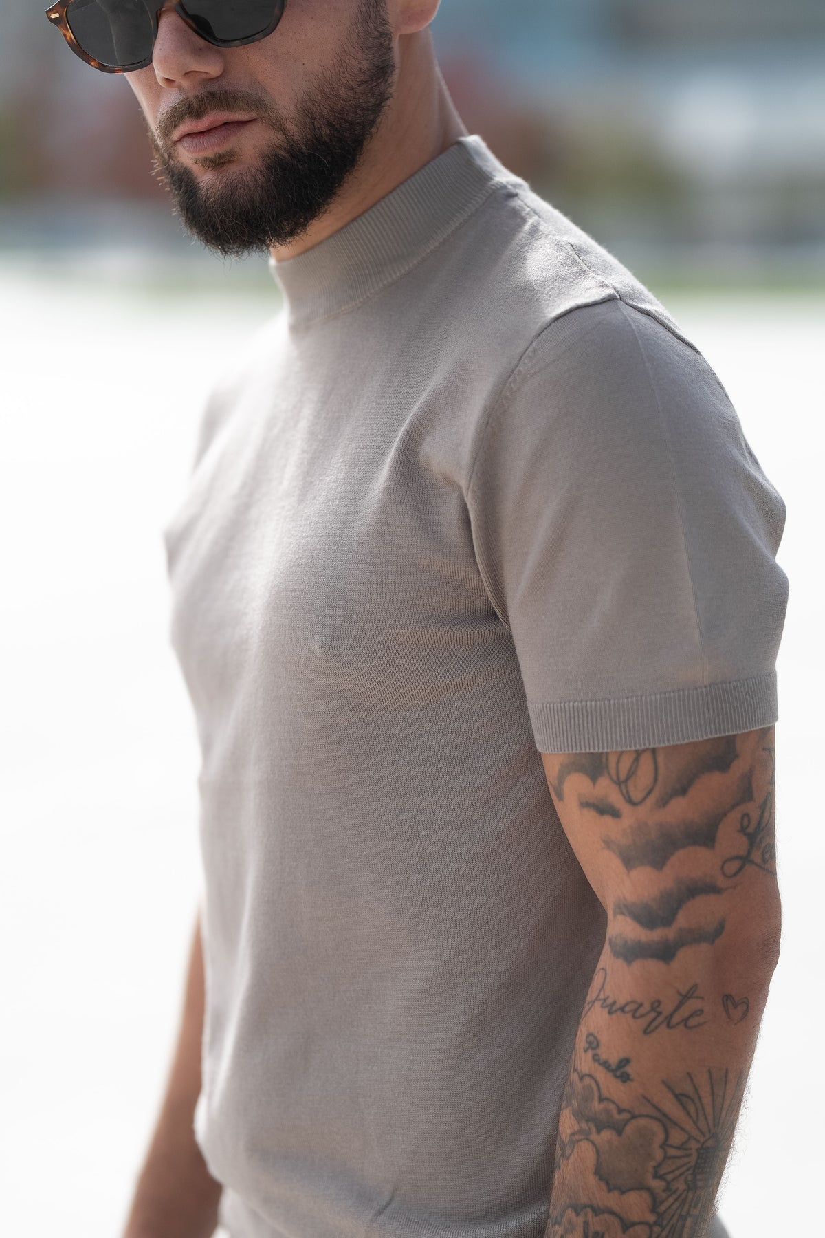 Homem | Camisola manga curta malha taupe