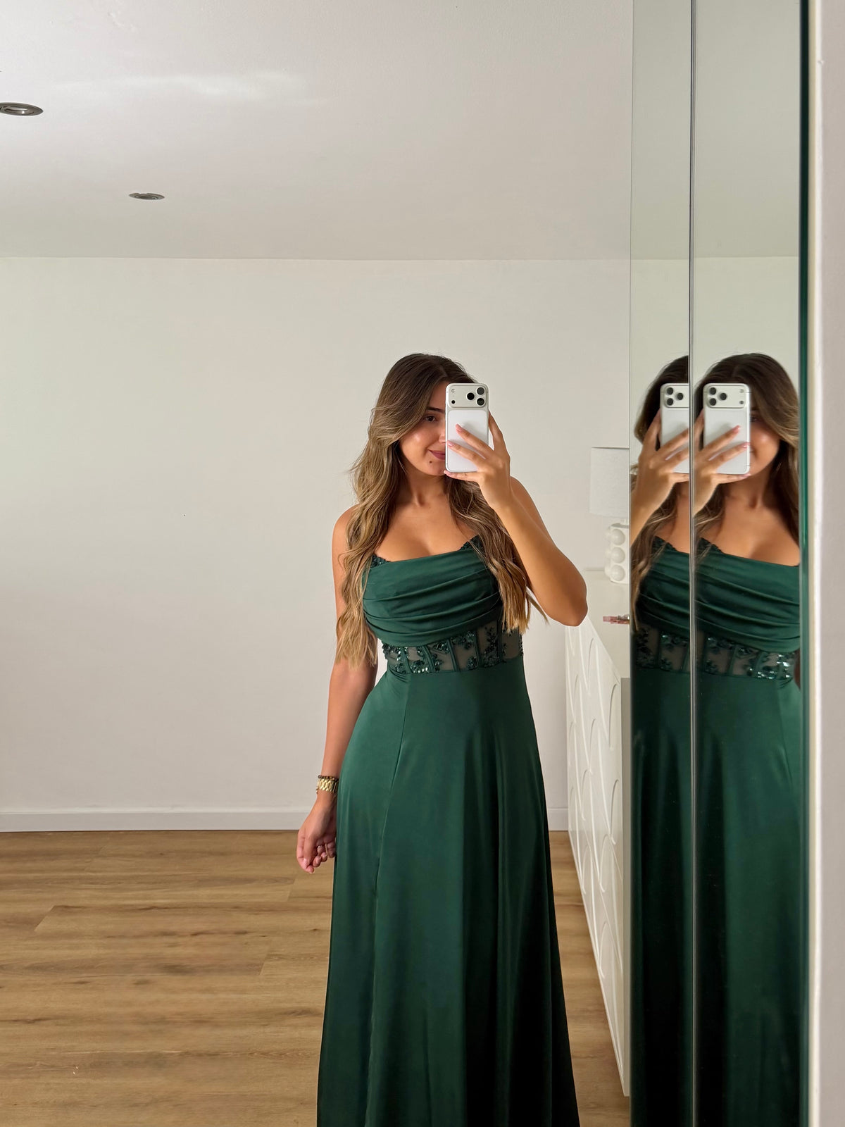 Vestido Elegance estilo corpete - verde escuro