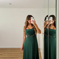 Vestido Elegance estilo corpete - verde escuro