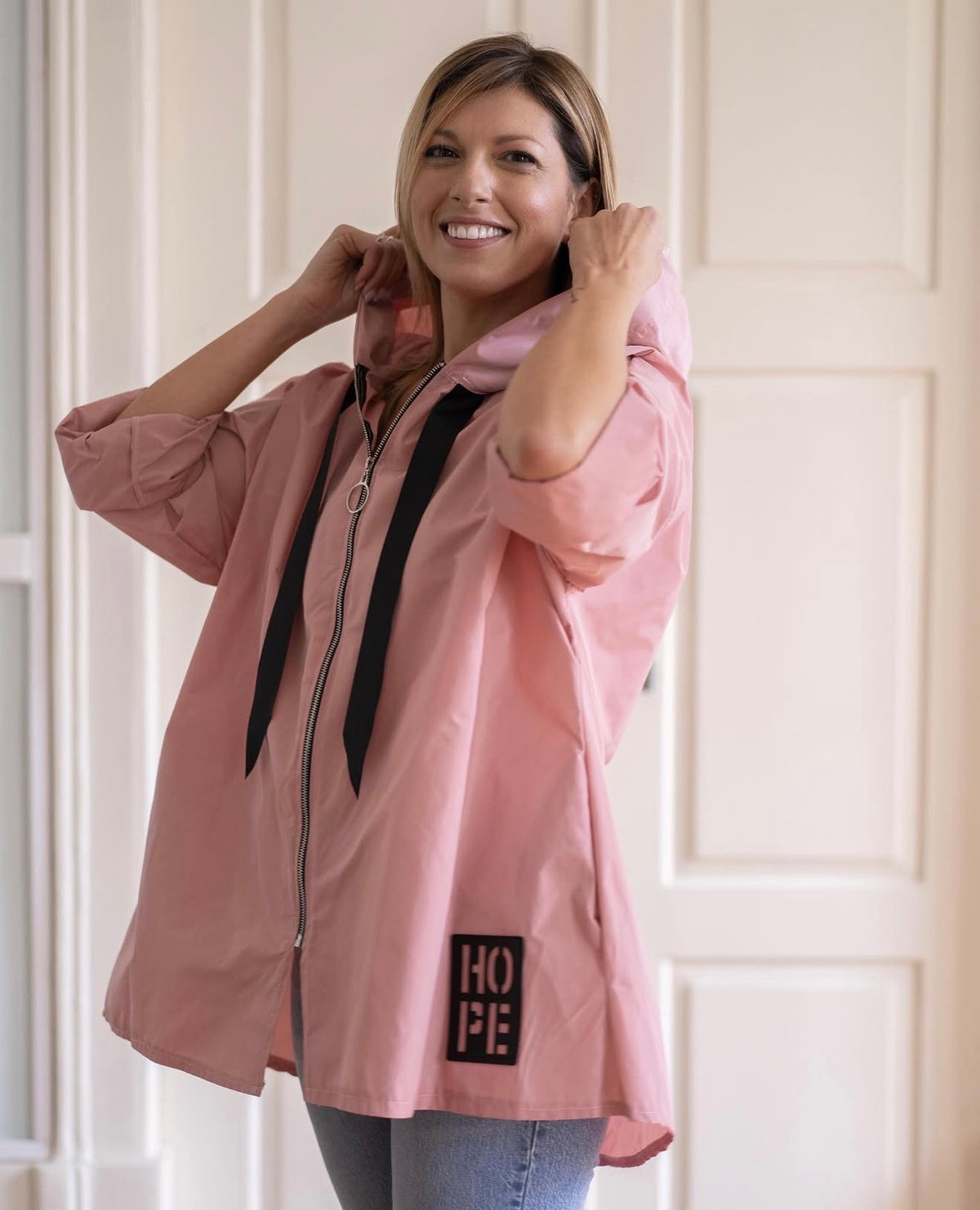 Parka Curta rosa seco
