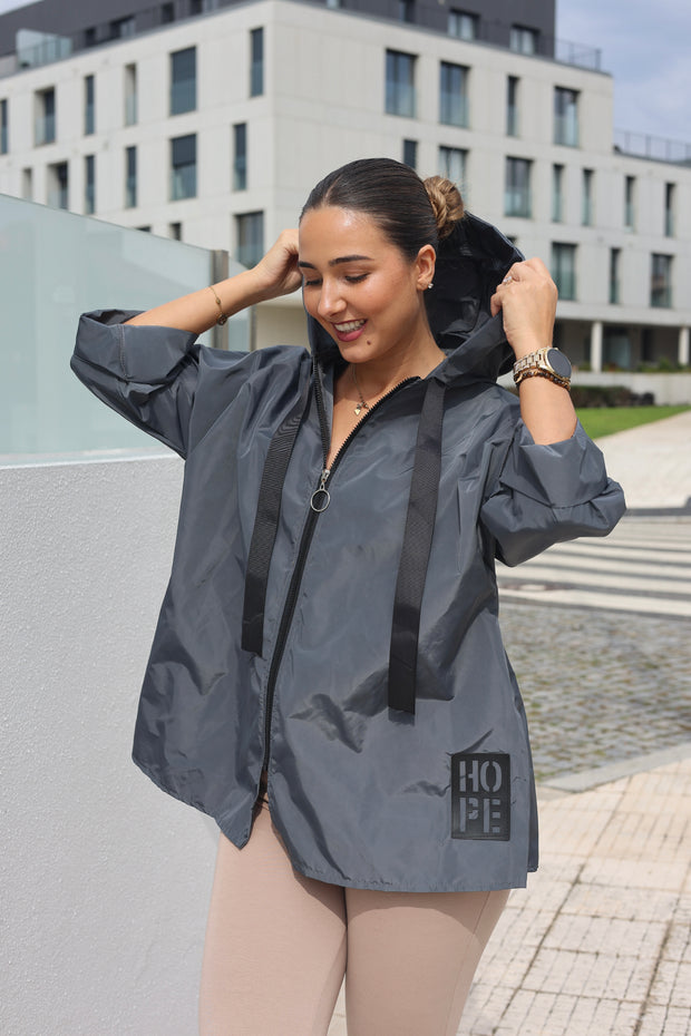 Parka Curta Cinzenta