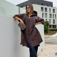 Parka comprida castanho