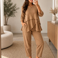 Conjunto pétala com calça BEST SELLER - camel