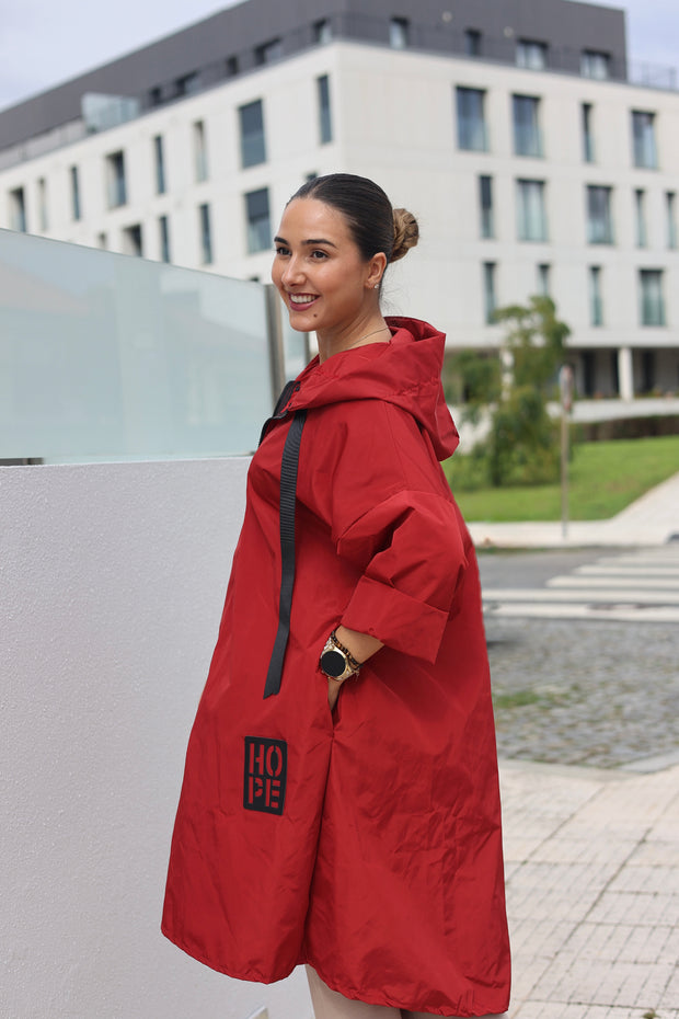 Parka Comprida Hope Com Bolsos Vermelha