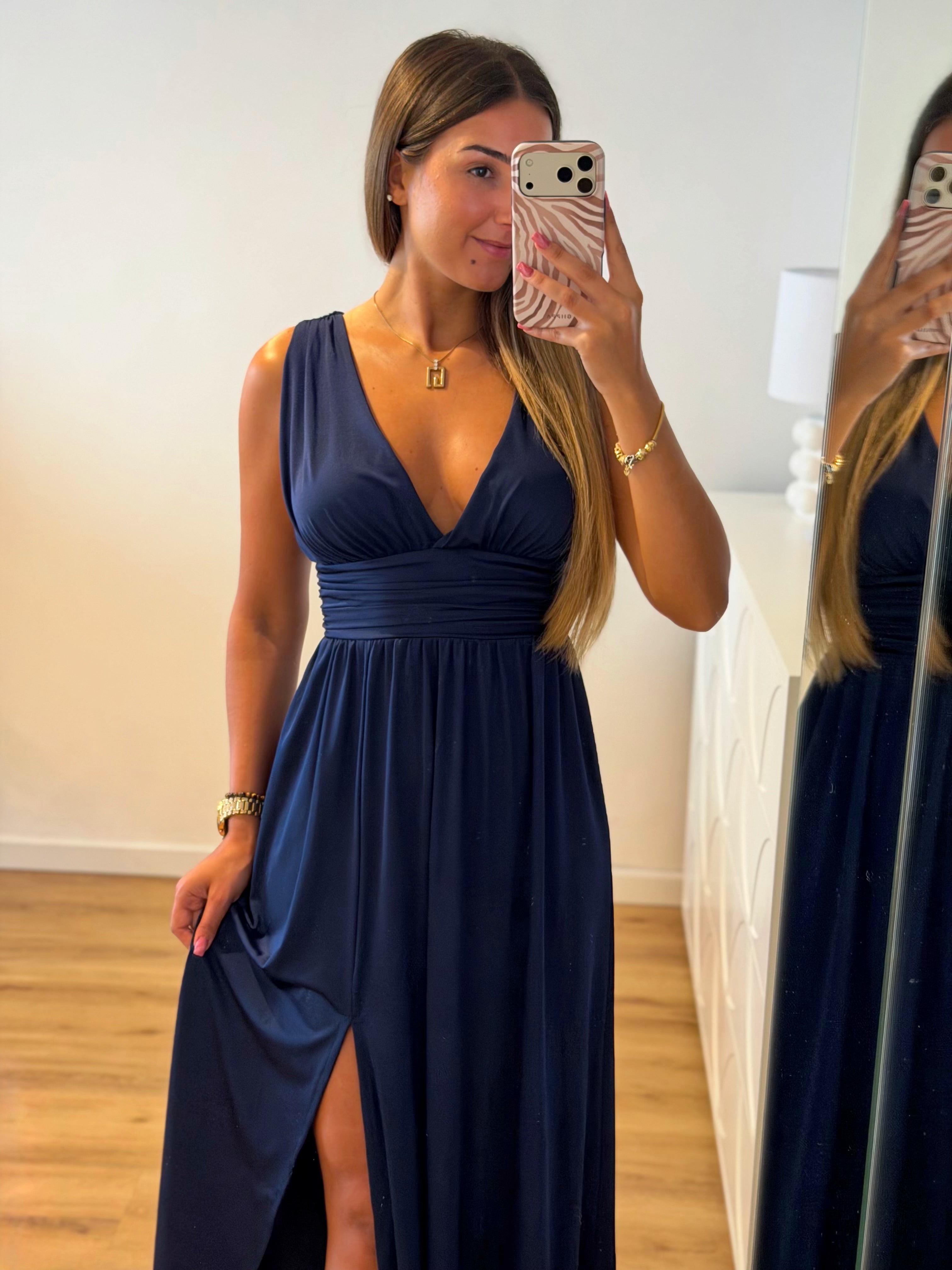 Vestido Fluido azul escuro