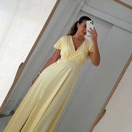 Vestido cerimónia amarelo bebé