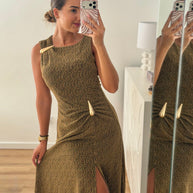 Vestido gota e racha - dourado