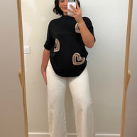 Blusa corações | camisola em algodão preto