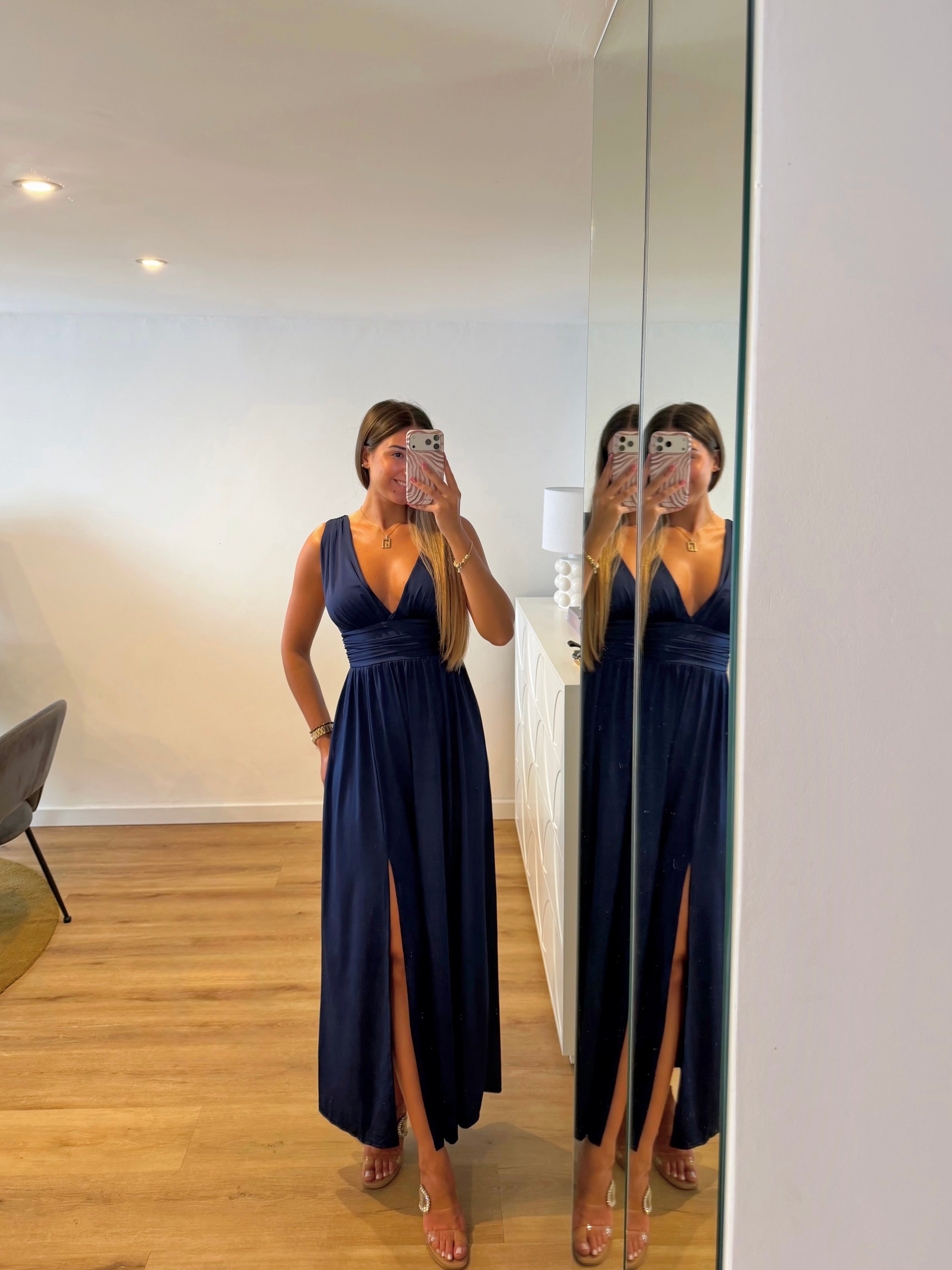 Vestido Fluido azul escuro