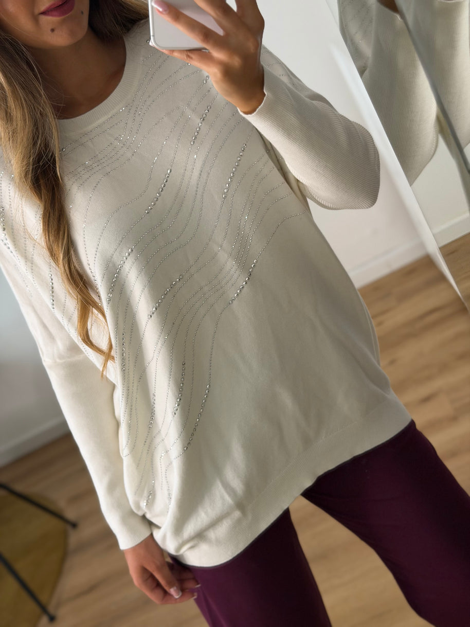 Camisola branca com brilhantes