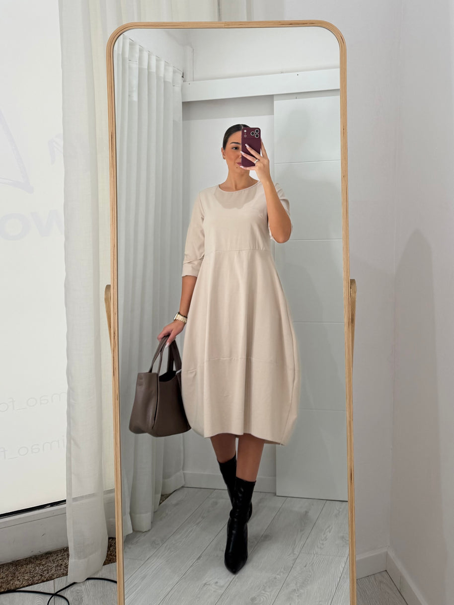Vestido toque macio bege