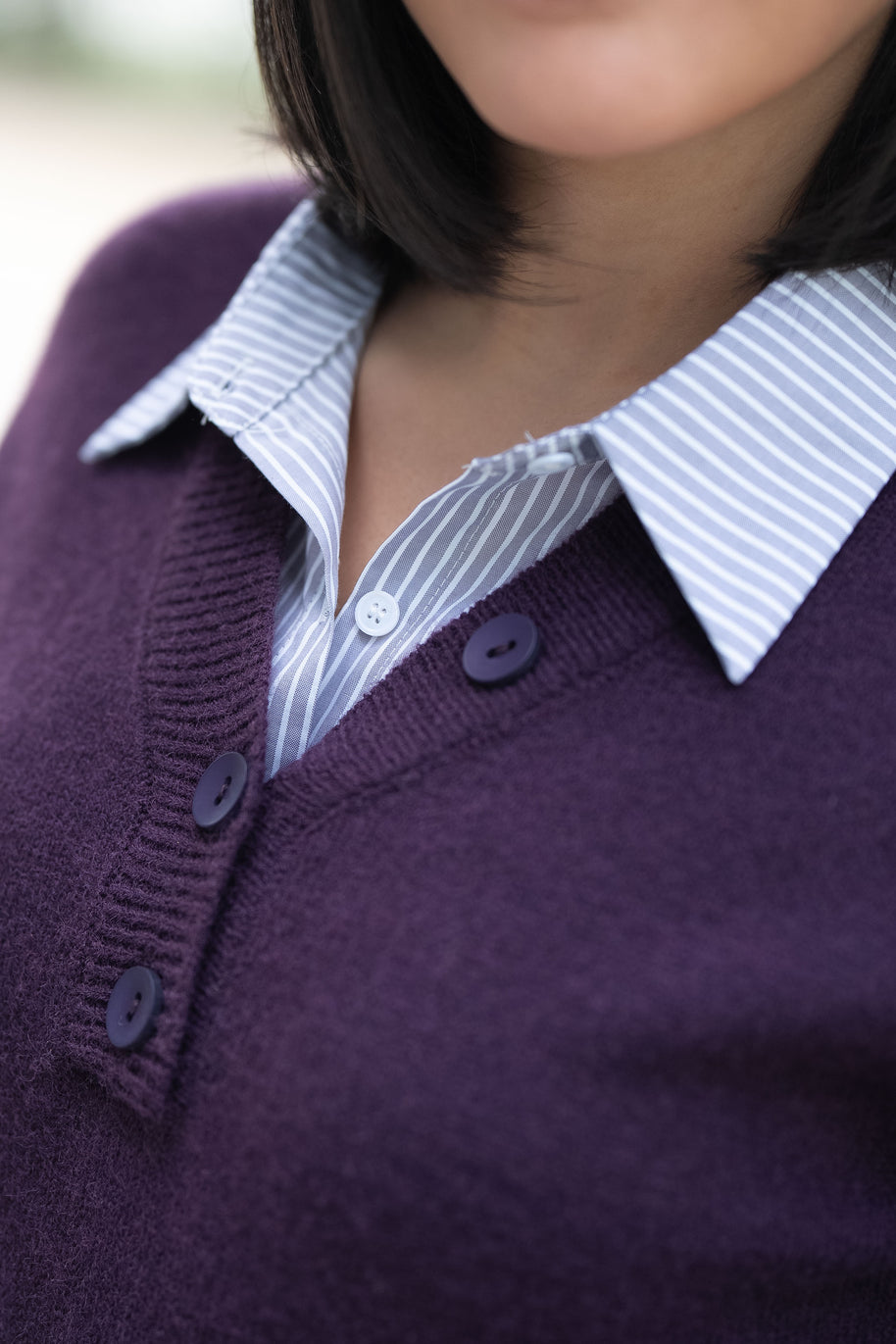 Camisola bordeaux com camisa inclusa