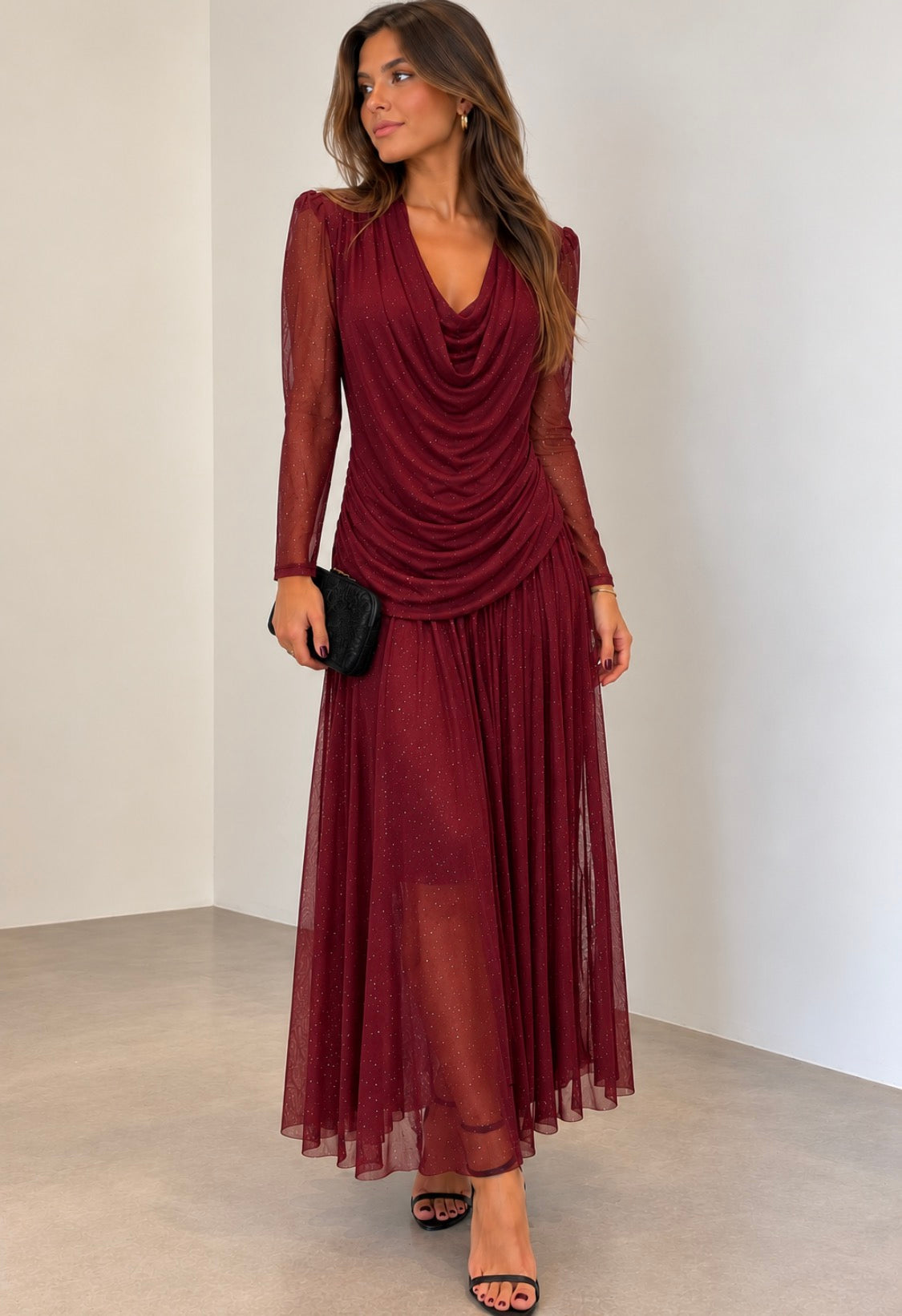 Vestido festivo com brilho