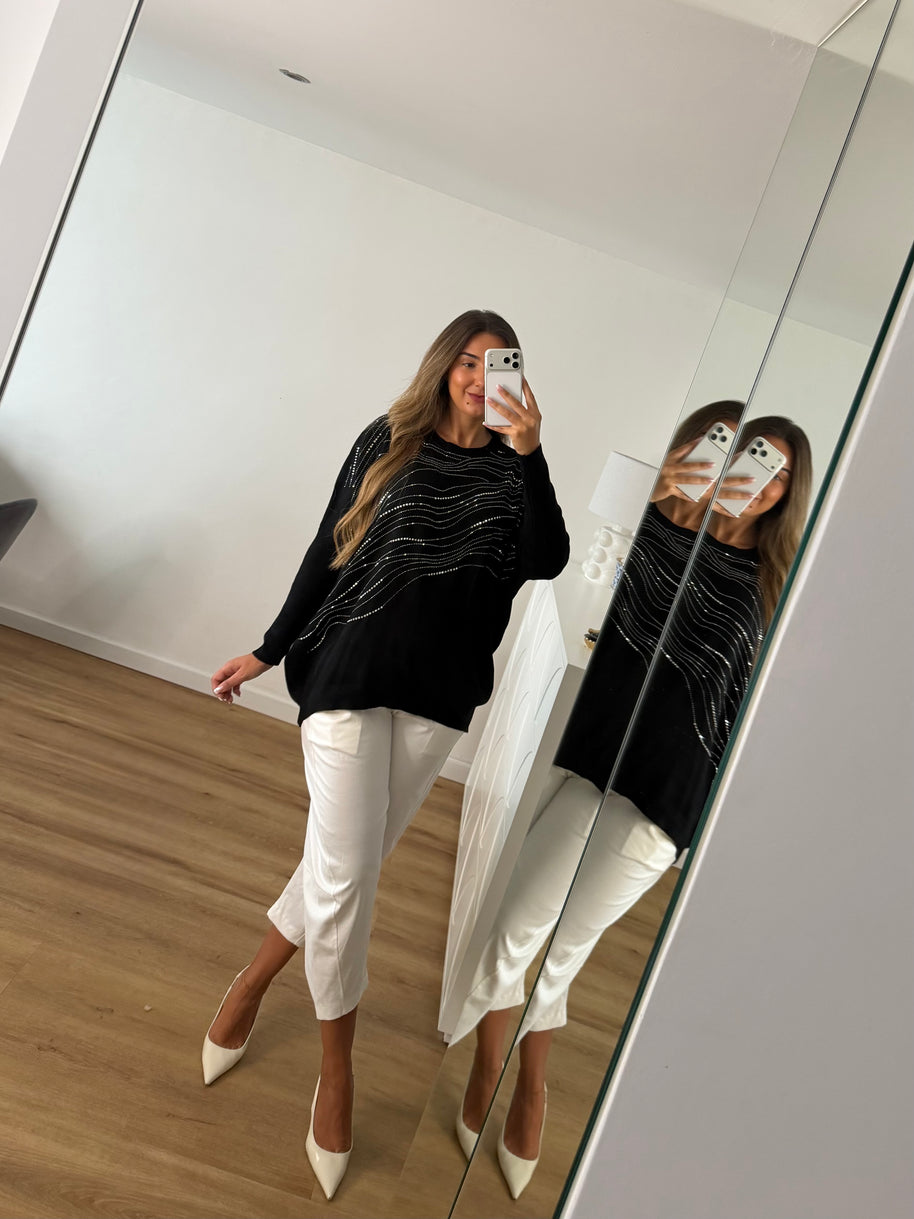 Camisola preta com brilhantes