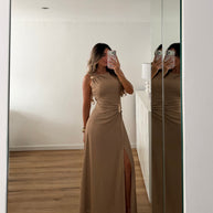 Vestido gota e racha - champanhe