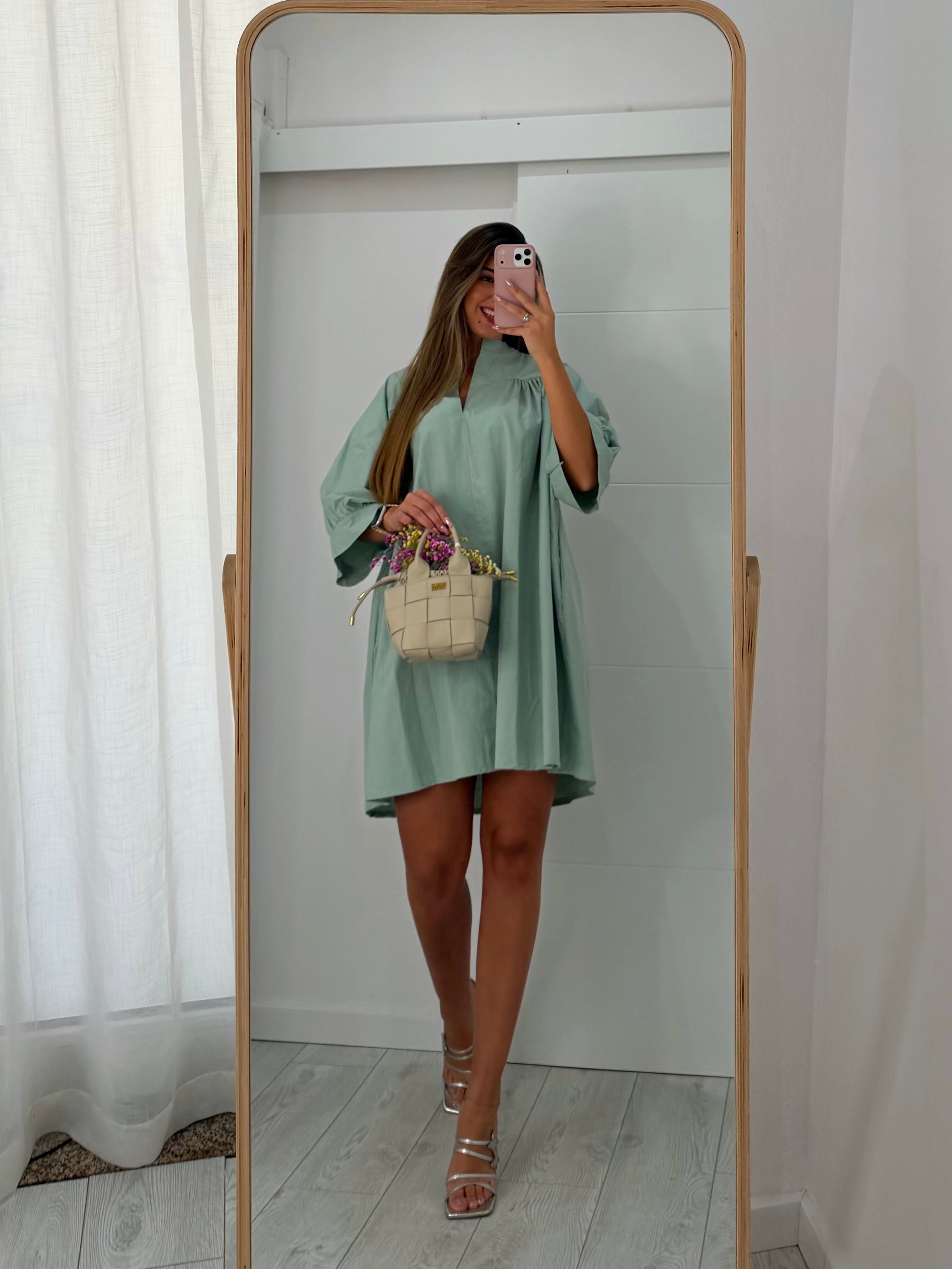 Vestido verde água