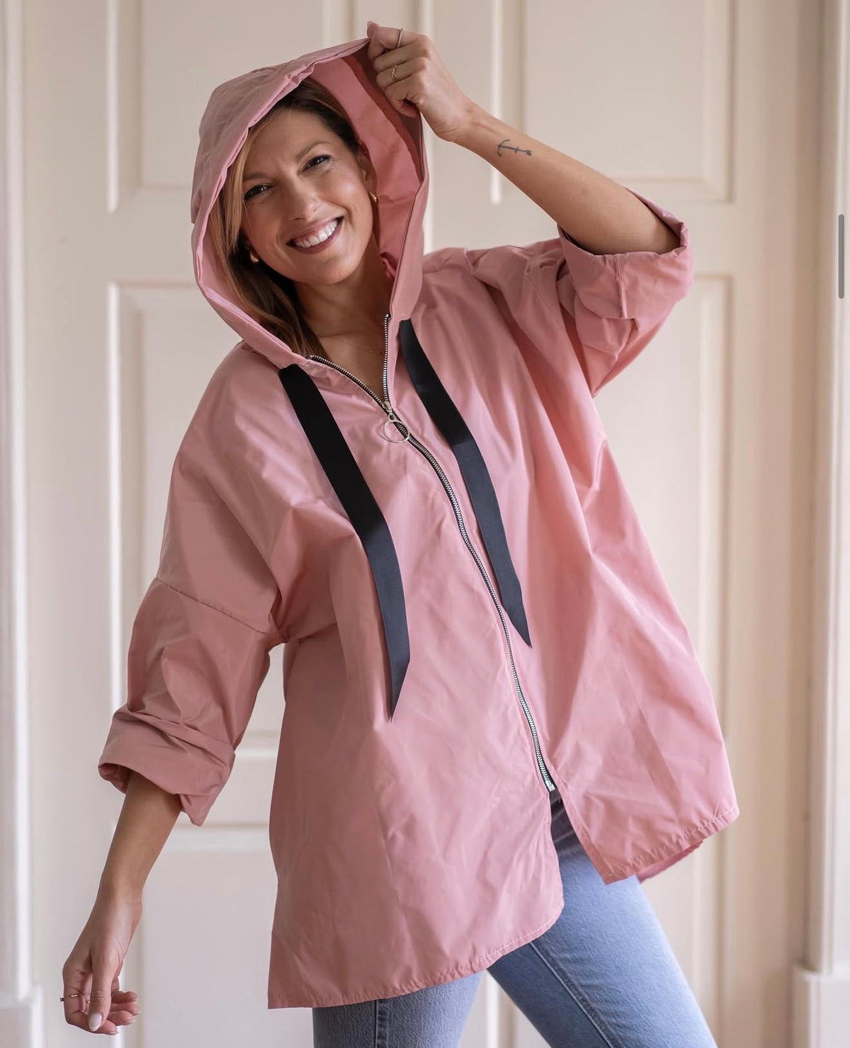 Parka Curta rosa seco