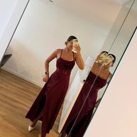 Vestido Elegance estilo corpete - bordô