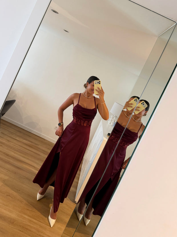 Vestido Elegance estilo corpete - bordô